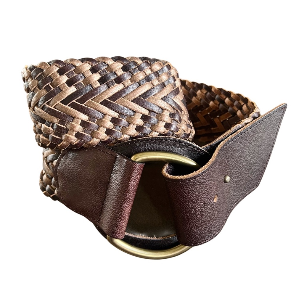Linea Pella Braided Brown Leather Belt Sz Large